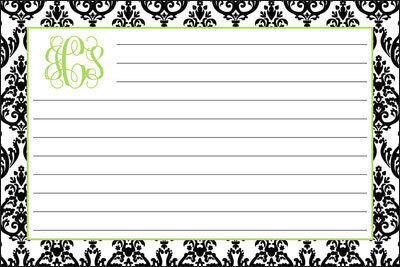 Madison Black Damask Recipe Cards